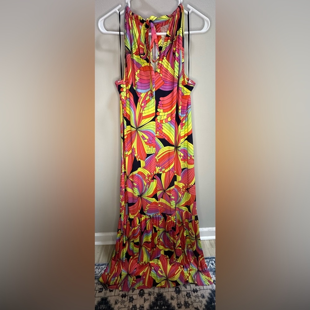 NEW Trina Turk® La Concha Colorful Halter-neck Maxi Dress Women’s Size L - Picture 4 of 8